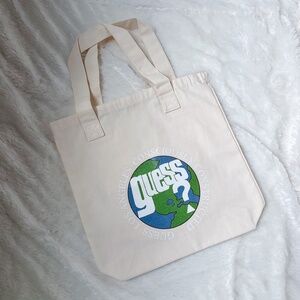 NIP NEW Guess Canvas Eco Tote Cream Guess Logo Shopping Tote Grocery Tote